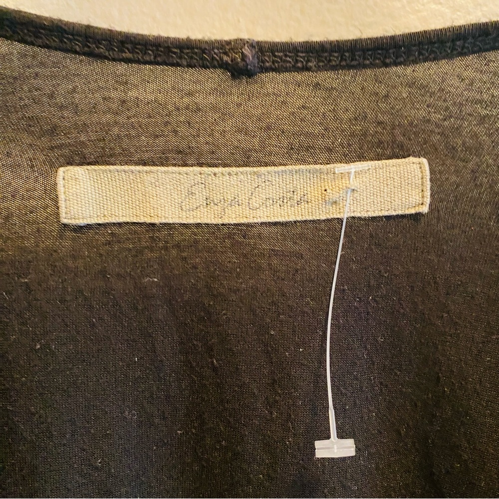 ENZA COSTA Black V Neck Rayon Silk Tee Shirt - Picture 4 of 6